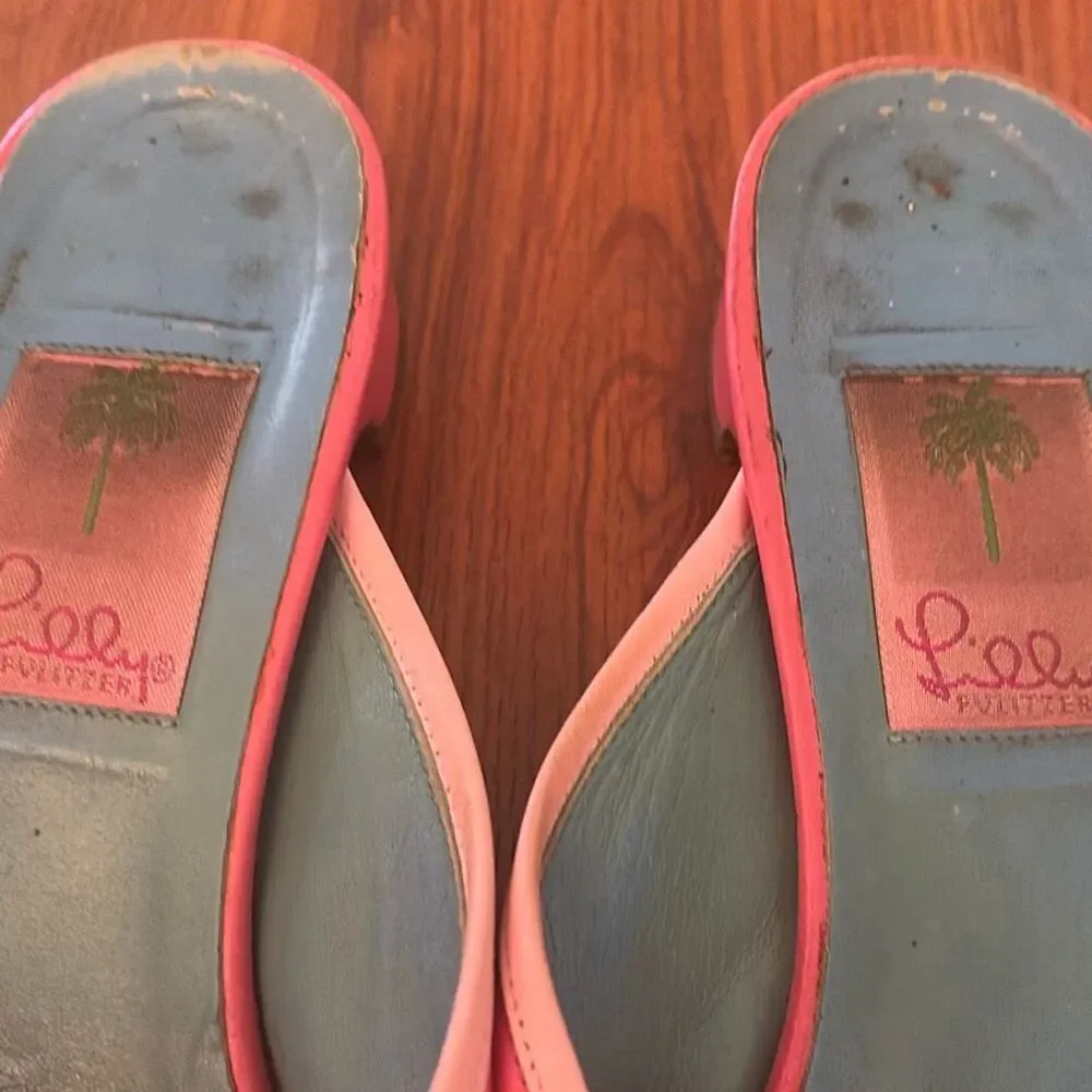 Lily Pulitzer Vintage pink leather mule flats 8